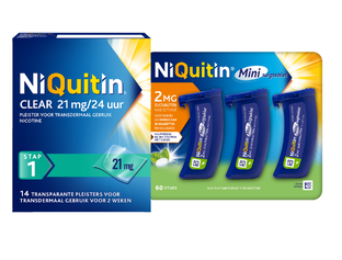 Niquitin Minizuigtabletten Mint 2.0mg + Clear Pleisters 21mg Stap 1 Combi 2ST 