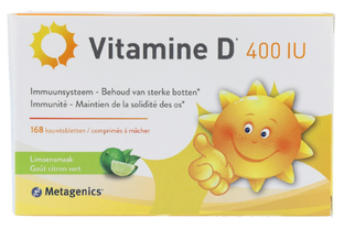 Metagenics Vitamine D 400IU Limoen Kauwtabletten 168TB