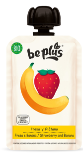 Be Plus Knijpfruit Strawberry & Banana 100GR 