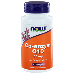 NOW Co-enzym Q10 60 mg met Omega-3 Visolie Capsules 60ST 