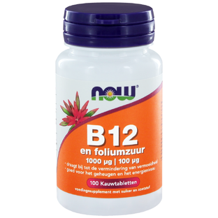 NOW B12 1000mcg en Foliumzuur Kauwtabletten 100ST 