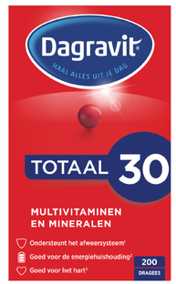 Dagravit Totaal 30 Multivitaminen en Mineralen Dragees 200ST 