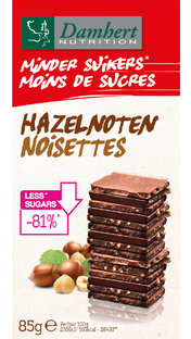 Damhert Minder Suikers Chocoladetablet Hazelnoten 85GR 