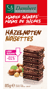 Damhert Minder Suikers Chocoladetablet Hazelnoten 85GR