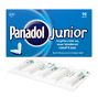 Panadol Junior Zetpillen 500mg - vanaf 6 jaar 10ST Voorkant verpakking plus strip zetpillen