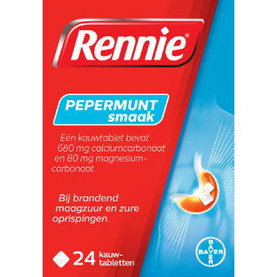 Rennie Pepermunt kauwtabletten bij brandend maagzuur 24TB 