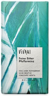 Vivani Chocoladereep Puur met Pepermunt vulling 100GR 