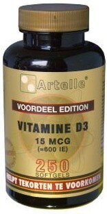 Artelle Vitamine D3 15mcg Softgels 250SG 