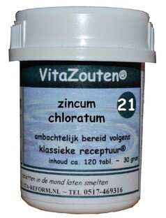 Vita Reform Van der Snoek Vita Reform Vitazouten Nr. 21 Zincum Chloratum Muriaticum 120TB 