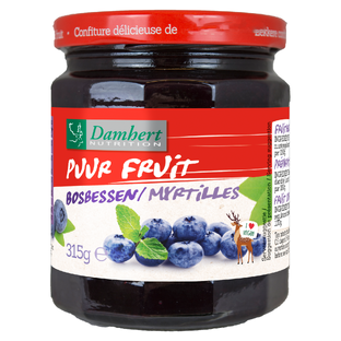 Damhert Puur Fruit Confituur Bosbessen 315GR 