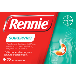 Rennie Suikervrij kauwtabletten bij brandend maagzuur 72TB 