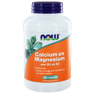 NOW Calcium en Magnesium met D3 en K2 Capsules 180CP 