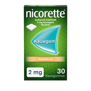 Nicorette Suikervrij Freshfruit 2mg  Kauwgom 30ST 