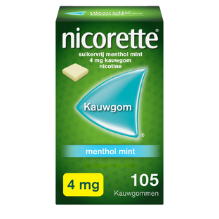 Nicorette Suikervrij Kauwgom Menthol Mint 4mg 105ST 