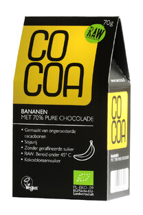 Cocoa Bananen met 70% Pure Chocolade RAW 70GR 