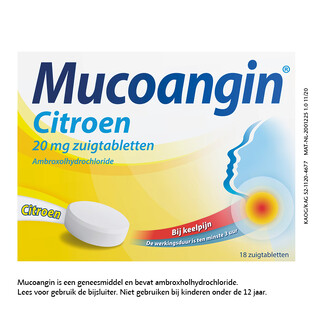 Mucoangin Ambroxol 20mg Citroen Zuigtabletten 18TB 