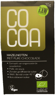 Cocoa Hazelnoten met Pure Chocolade RAW 70GR 