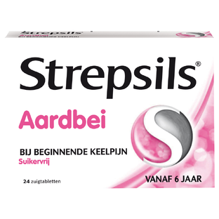 Strepsils Aardbei Suikervrij Zuigtabletten 24TB 