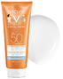 Vichy Capital Soleil Gentle Protective Milk Children Sensitive SPF50+ 300ML tube met textuur product