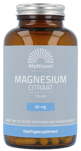 Mattisson HealthStyle Magnesium Citraat 60 mg Elementair Magnesium Capsules 180VCP 