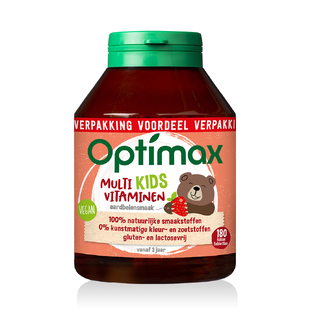 Optimax Multivitaminen Kids Aardbei Kauwtabletten 180TB 