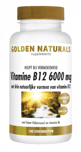 Golden Naturals Vitamine B12 6000mcg Zuigtabletten 180TB 