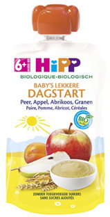 HiPP 6M+ Dagstart Peer Appel Abrikoos Granen 100GR 