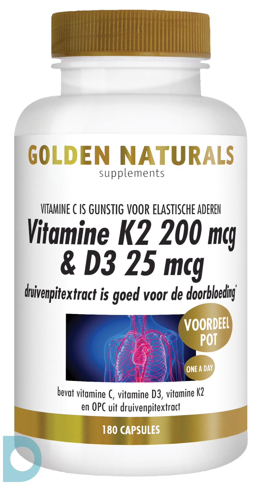 uitgehongerd hack Retentie Golden Naturals Vitamine K2 200mcg & D3 25mcg 180VCP