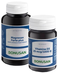 Bonusan Magnesan Forte Plus + Vitamine D3 25mcg/1000 IE Combiset 2 stuks 