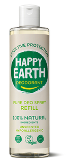 Happy Earth 100% Natuurlijke Deo Spray Unscented Navulling 300ML
