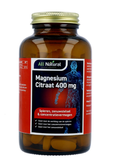 All Natural Magnesium Citraat 400 mg Tabletten 120TB 