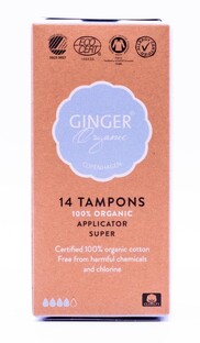 Ginger Organic Tampons Super Met Applicator 12ST 