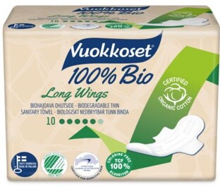 Vuokkoset Maandverband Long Wings Bio 10ST 