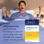 Shiepz Melatonine 3 mg Tabletten 30TB sfeerbeeld met model + verpakking