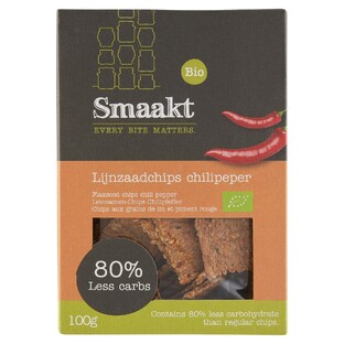 Smaakt Less Carb Lijnzaadchips Chilipeper 100GR 