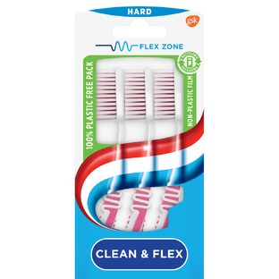 Aquafresh Clean & Flex Tandenborstel Hard - 2+1 gratis in 100% plasticvrije verpakking 3ST 