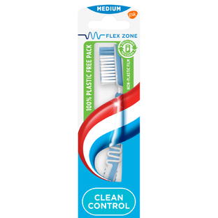 Aquafresh Clean Control Tandenborstel Medium - in 100% plasticvrije verpakking 1ST 