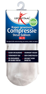 Lucovitaal Koper Geweven Compressie Steun Sokken Wit 42-47 1PR 