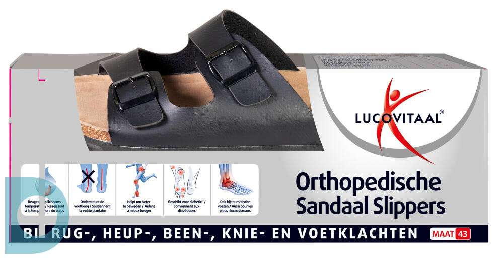 synoniemenlijst Zaklampen bang Lucovitaal Orthopedische Sandaal Slippers Maat 43